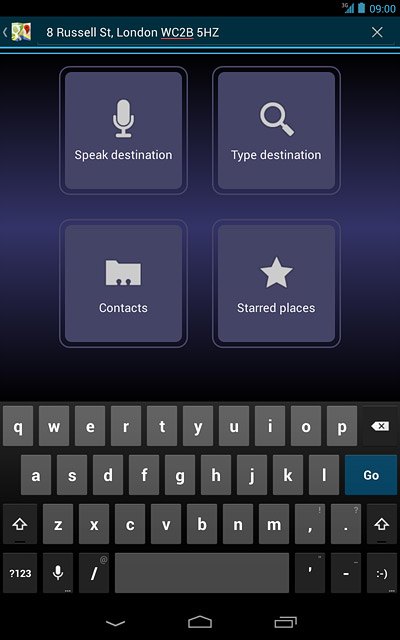 Key in the required destination and press Go.