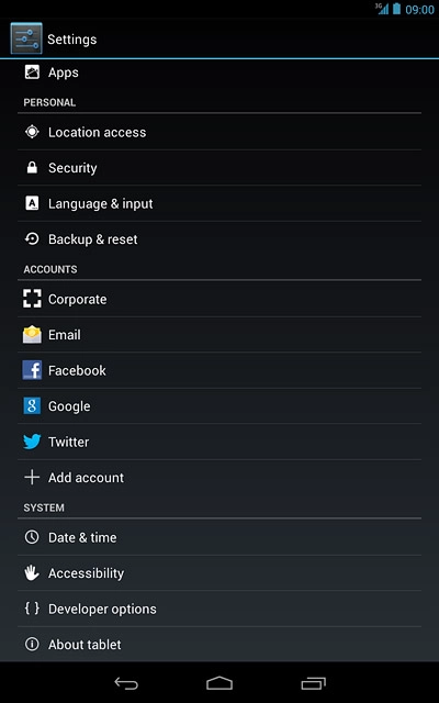 Press About tablet.