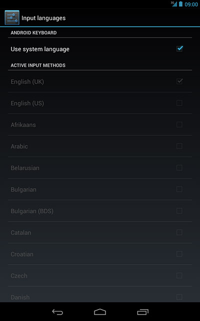 Press Use system language to turn off the function.