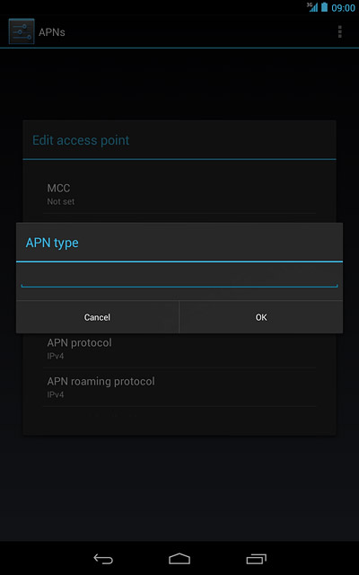 Key in default and press OK.