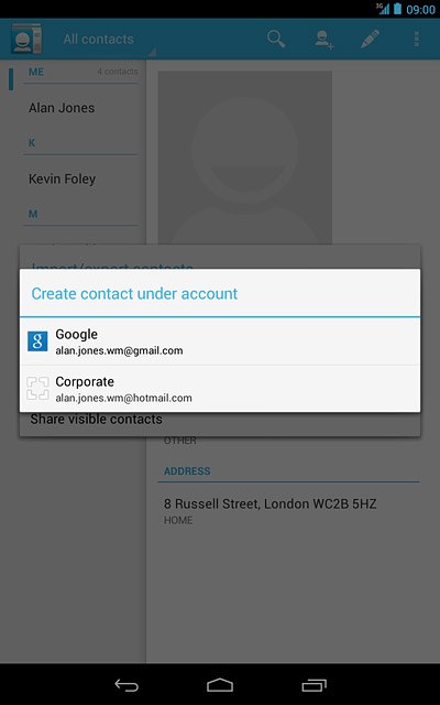 Press the required email account.