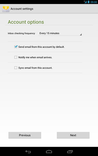 Press Notify me when email arrives to turn the function on or off.