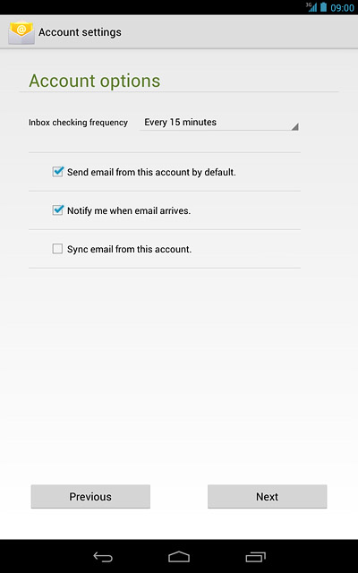 Press Sync email from this account to turn the function on or off.