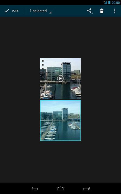 When a picture or video clip is displayed in a blue frame, it's selected.