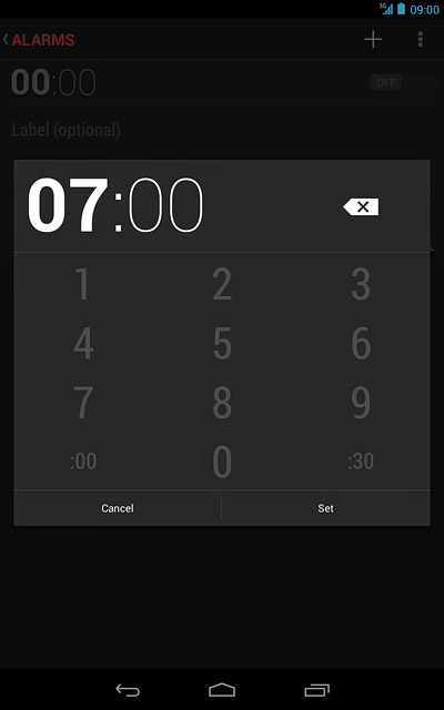 Key in the time and press Set.