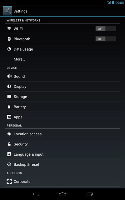 Press Data usage.
