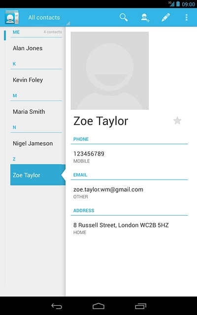 Press the required contact.