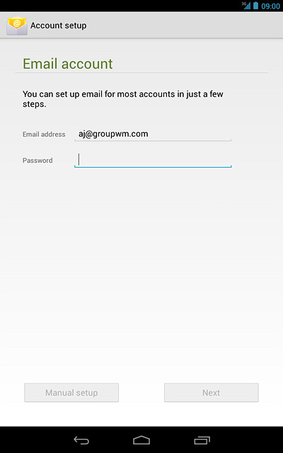 Press the field next to Password and key in the password for your email account.