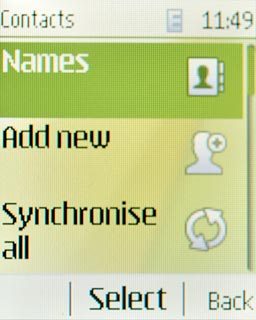 Scroll to Names and press the Navigation key.