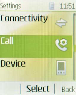 Scroll to Call and press the Navigation key.