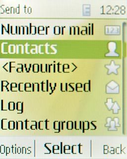 Scroll to Contacts and press the Navigation key.