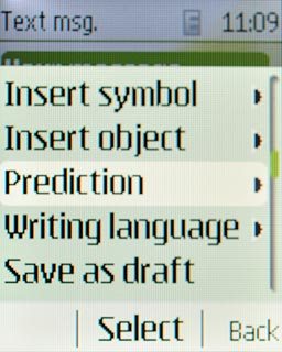 Scroll to Prediction and press the Navigation key.