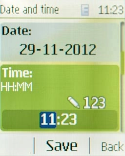 Scroll to Time and key in the time.