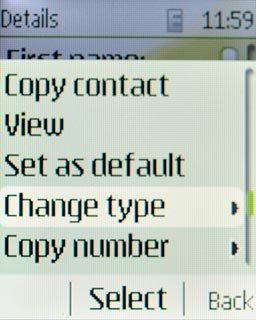 Scroll to Change type and press the Navigation key.