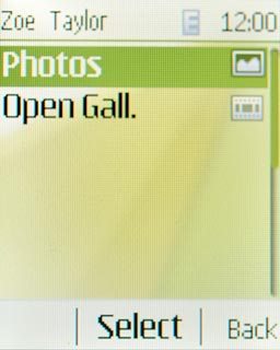 Highlight Photos or Open Gall. and press the Navigation key.