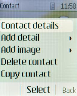 Scroll to Contact details and press the Navigation key.