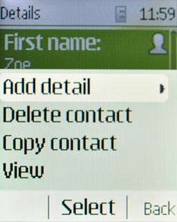 Scroll to Add detail and press the Navigation key.