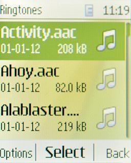 Highlight the different ring tones and wait a moment to hear them.