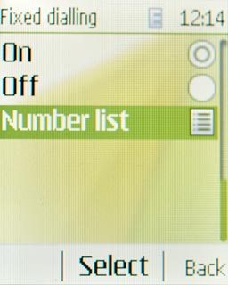 Scroll to Number list and press the Navigation key.