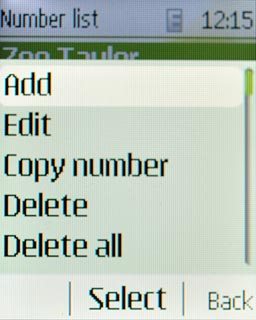 Scroll to Add and press the Navigation key.