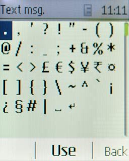 Highlight the required symbol and press the Navigation key.
