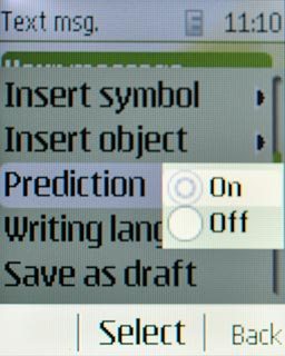 Scroll to On and press the Navigation key.