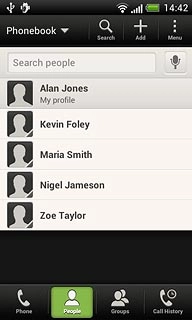 Press the required contact.The contact details are displayed.