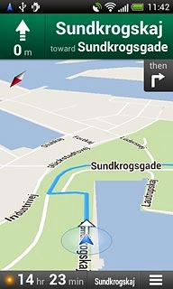 The travel time is displayed at the bottom of the display.Follow the verbal instructions or the instructions on the display to go to the selected destination.