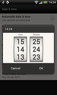 Press hours and minutes and slide your finger up or down to set the time.