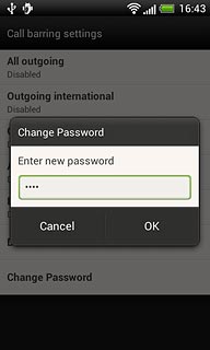 Key in the new barring password and press OK.