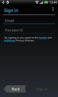 Press Email and key in the email address for your Google account.
