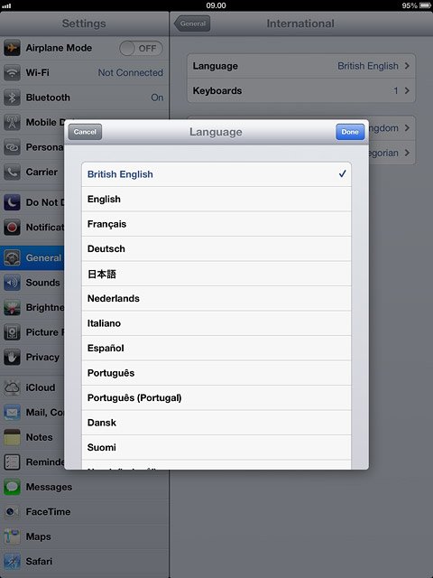 Press the required language.