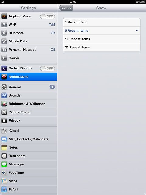 Press the required setting.