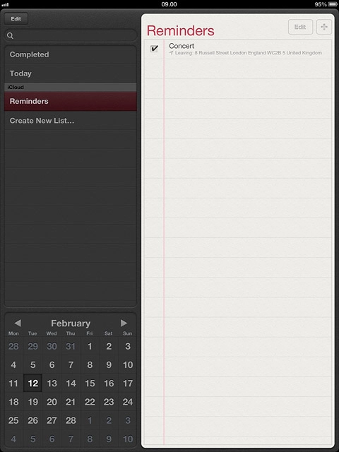 When the box next to the reminder is ticked (V), the reminder is marked as complete.