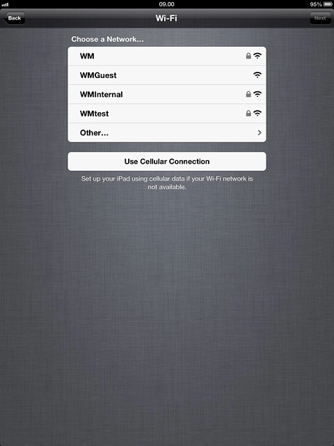 To activate your device using Wi-Fi:Press the required Wi-Fi network or Other....