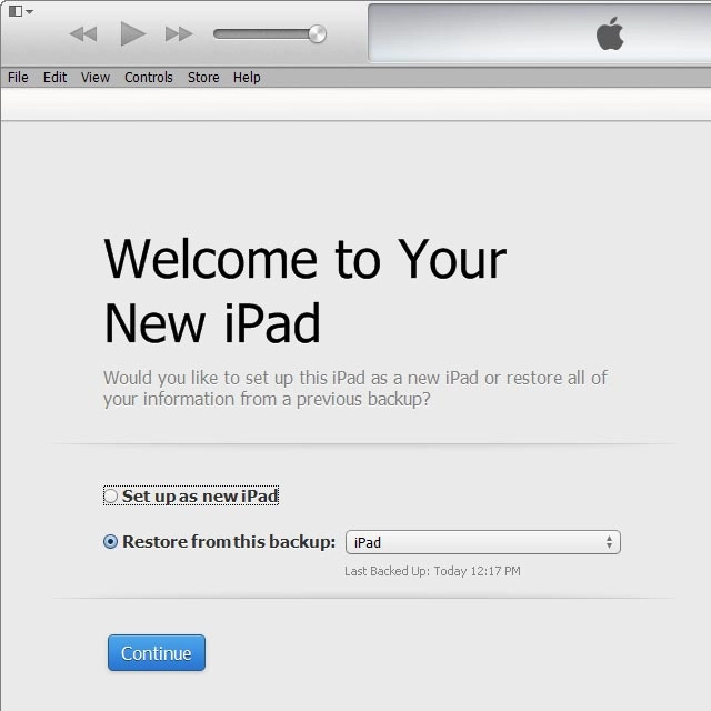 Click Restore from this backup.