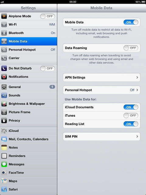 Press Mobile Data.