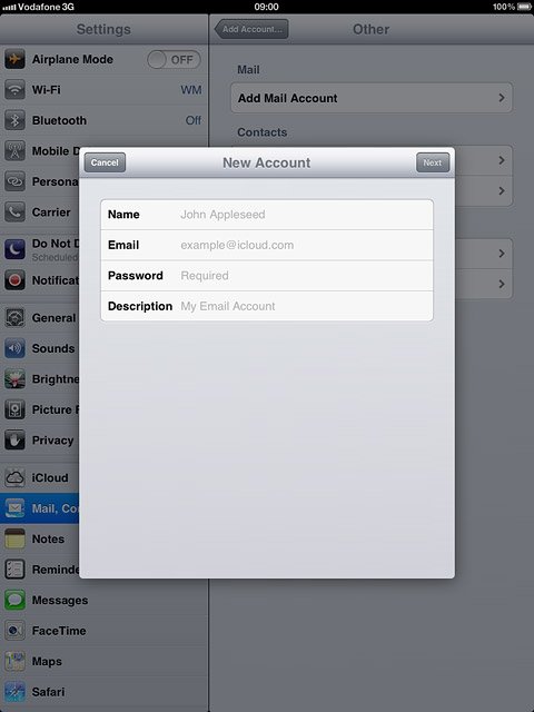 Press Email and key in your email address.