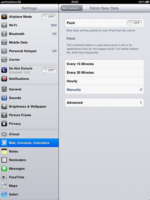 Press Mail, Contacts... to save the settings.