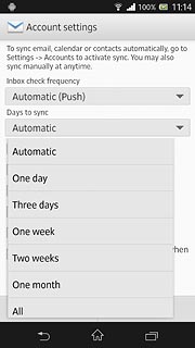 Press the required setting.