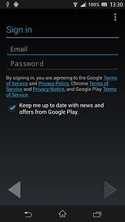 Press Email and key in the email address for your Google account.
