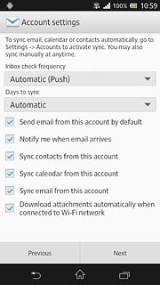 Press Sync email from this account to turn the function on or off.