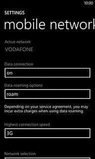 Press the field below Data roaming options.
