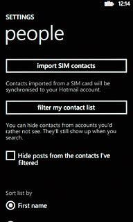 Press import SIM contacts.
