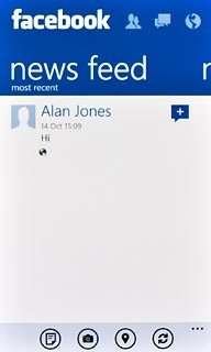 You can now use the application.Please note that Facebook isn't part of the original application package and therefore only a general description is given here.You have a number of options, such as:Write status updatesSend messagesWrite text on WallUpload picturesSelect application settings