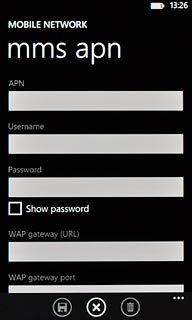Press the field below WAP gateway (URL) and key in 10.24.59.200