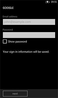Press the field below Password and key in the password for your email account.