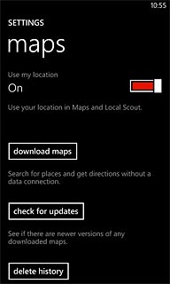 Press the indicator next to Use my location.Depending on the current setting, the function is turned on or off.