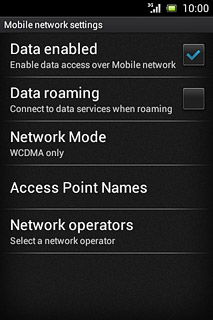 Press Data roaming to turn the function on or off.
