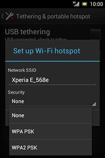 If you don't want to password protect your hotspot:Press None.